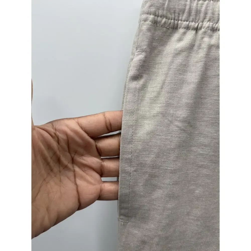 28 Palms Mens XL Linen Blend Pants Elastic Waist Beige Straight Leg 30x29
